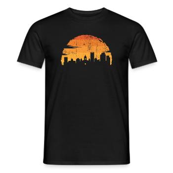 Sunset Skyline Silhouette - Men's T-Shirt - black - Front - AI Model Male 178 light (178cm)