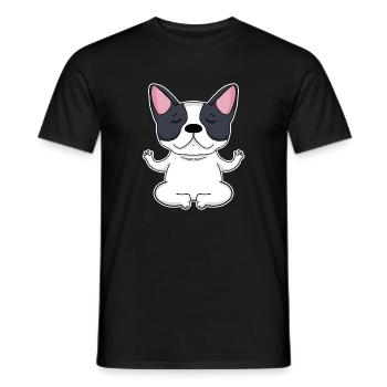 Yoga - Motif de chien bouledogue français - T-shirt homme - noir - Devant - AI Model Male 178 light (178cm)