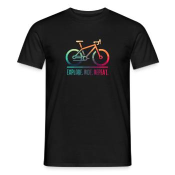 Explorez Ride Repeat - un projet pour le cycliste - T-shirt homme - noir - Devant - AI Model Male 178 light (178cm)