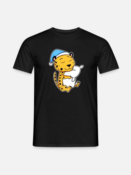 Cheetah with pillow and nightcap - Men's T-Shirt - black