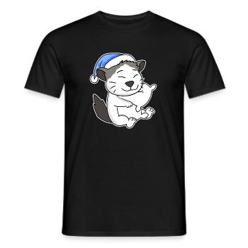 Sleeping Tired - Cat with Pillow and Sleepy Cap - Men's T-Shirt - black - Front - AI Model Male 178 light (178cm)