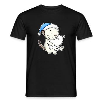 Sleeping Tired - Cat with Pillow and Sleepy Cap - Men's T-Shirt - black - Front - AI Model Male 178 light (178cm)
