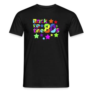 Back to the 80s Neon Stars - Men's T-Shirt - black - Front - AI Model Male 178 light (178cm)