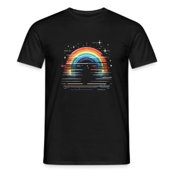 Regenbogen Stern Glitzer - Männer T-Shirt - Schwarz - Vorne - AI Model Male 178 light (178cm)