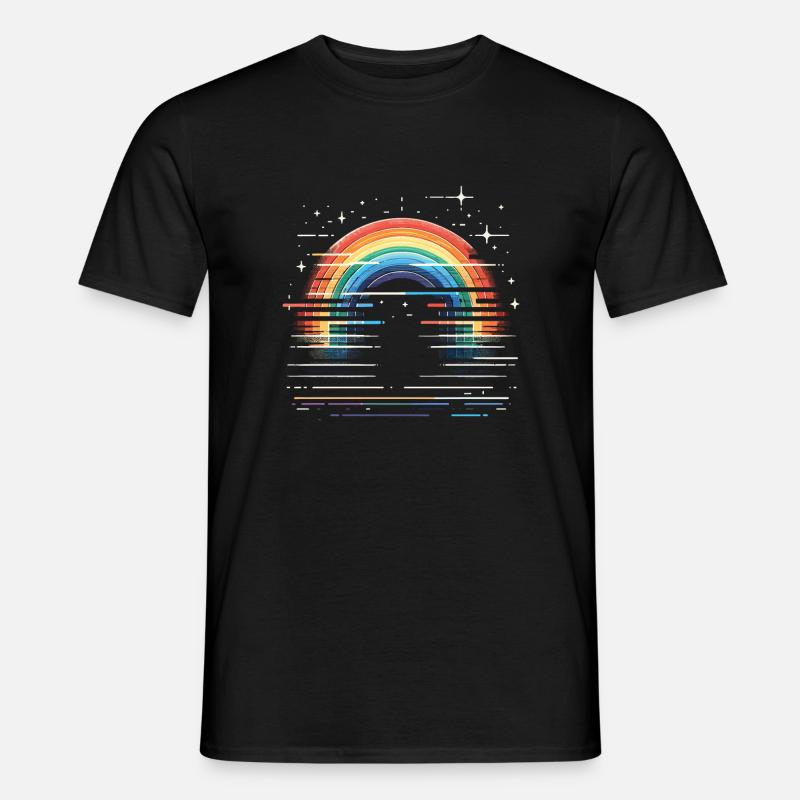Regenbogen Stern Glitzer - Männer T-Shirt - Schwarz