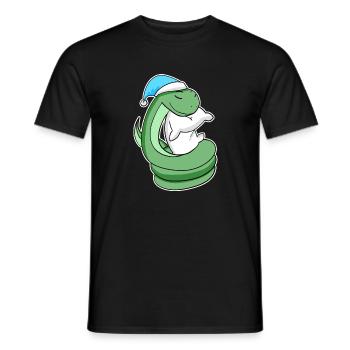 Serpent avec oreiller et bonnet somnolent - T-shirt homme - noir - Devant - AI Model Male 178 light (178cm)