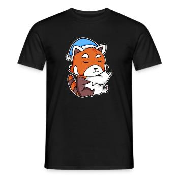 Western Little Panda with Pillow and Sleeping Hat - Men's T-Shirt - black - Front - AI Model Male 178 light (178cm)