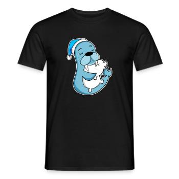 Lion de mer avec oreiller et bonnet somnolent - T-shirt homme - noir - Devant - AI Model Male 178 light (178cm)