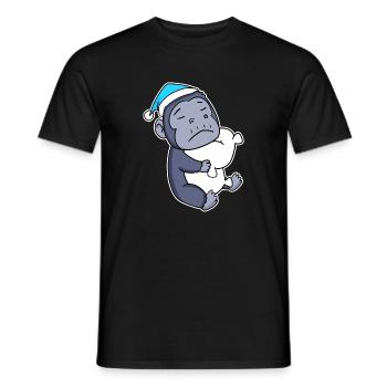 Affe mit Kissen und Schlafmütze - Männer T-Shirt - Schwarz - Vorne - AI Model Male 178 light (178cm)