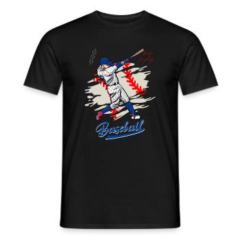 Dynamic Baseball Swing Illustration - Men's T-Shirt - black - Front - AI Model Male 178 light (178cm)