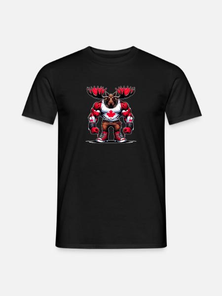 Wapiti du Canada avec drapeau national - T-shirt homme - noir