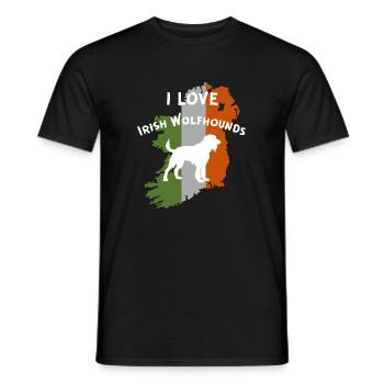 Irish Wolfhound Outline with Flag Motivation - Men's T-Shirt - black - Front - AI Model Male 178 light (178cm)