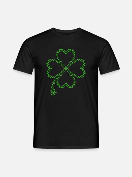 Green shamrock made of hearts - Men's T-Shirt - black