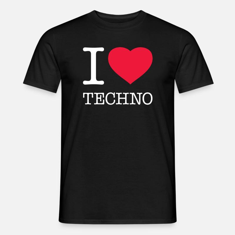 I LOVE TECHNO - Männer T-Shirt - Schwarz