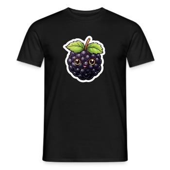 Süße Brombeere Illustration – Kawaii Stil - Männer T-Shirt - Schwarz - Vorne - AI Model Male 178 light (178cm)