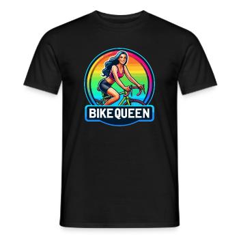 Bike Queen Rainbow Badge - Men's T-Shirt - black - Front - AI Model Male 178 light (178cm)