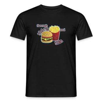 Burger with fries - Men's T-Shirt - black - Front - AI Model Male 178 light (178cm)