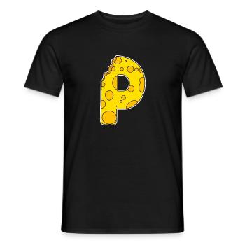 Letter P - Initial Letter P - Cheese Motif - Men's T-Shirt - black - Front - AI Model Male 178 light (178cm)