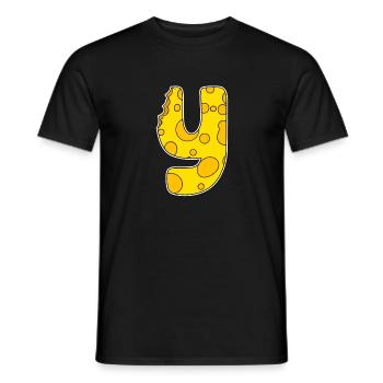 Letter Y - Initial Letter Y - Cheese Motif - Men's T-Shirt - black - Front - AI Model Male 178 light (178cm)