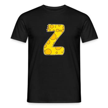 Lettre Z - Lettre initiale Z - Motif fromage - T-shirt homme - noir - Devant - AI Model Male 178 light (178cm)