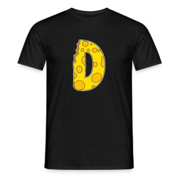 Lettre D - Lettre initiale D - Motif Fromage - T-shirt homme - noir - Devant - AI Model Male 178 light (178cm)