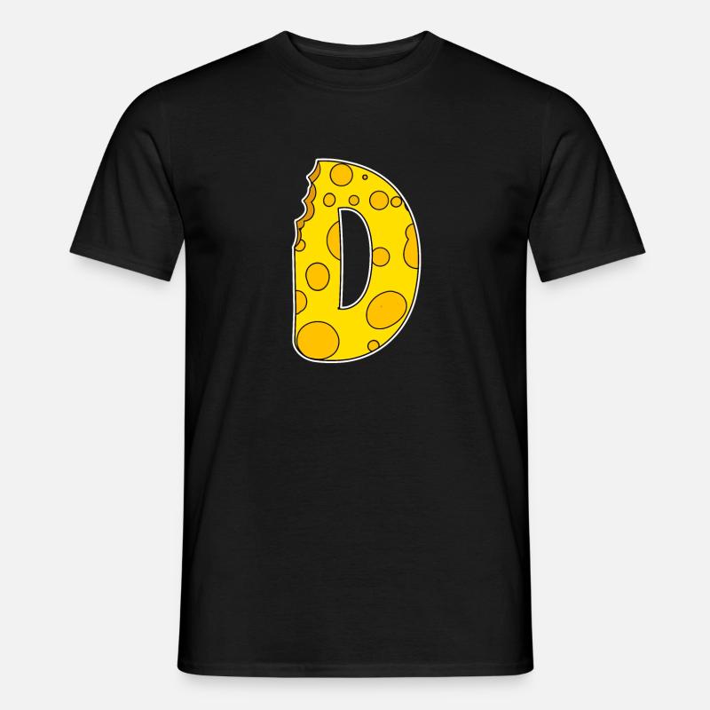 Buchstabe D - Anfangsbuchstabe D - Käse Motiv - Männer T-Shirt - Schwarz