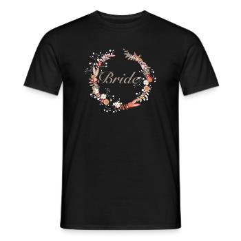 Bridal wreath in delicate shades with lettering - Men's T-Shirt - black - Front - AI Model Male 178 light (178cm)