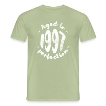 Invecchiato fino al 1997 Perfezione - T-shirt uomo - verde salvia - Fronte - AI Model Male 178 light (178cm)