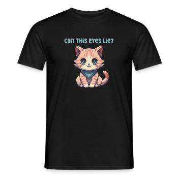 Cute Cat with Big Eyes and Bandana - Men's T-Shirt - black - Front - AI Model Male 178 light (178cm)