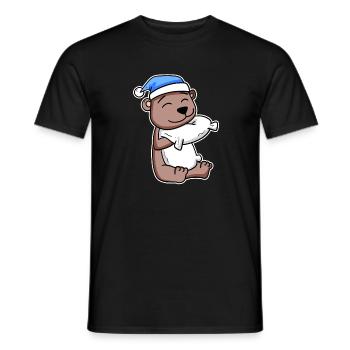 Ours avec oreiller et bonnet de couchage - T-shirt homme - noir - Devant - AI Model Male 178 light (178cm)