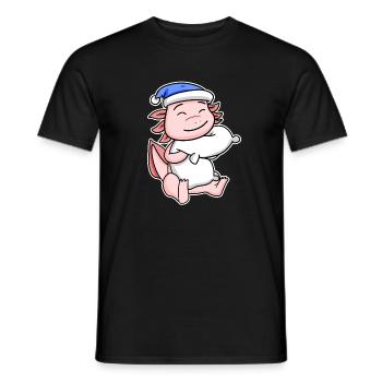 Axolotl with pillow and sleepy cap - Men's T-Shirt - black - Front - AI Model Male 178 light (178cm)