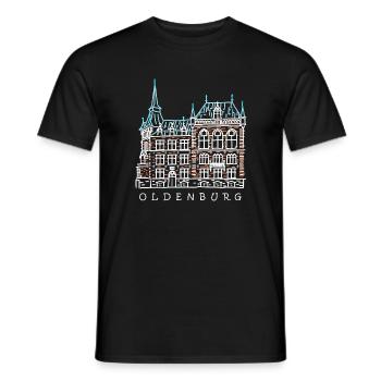 Oldenbourg, Vieille ville, Allemagne Dessin - T-shirt homme - noir - Devant - AI Model Male 178 light (178cm)
