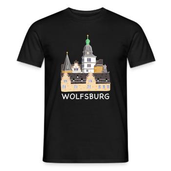 Wolfsburg, Château, Allemagne, Dessin à la main - T-shirt homme - noir - Devant - AI Model Male 178 light (178cm)