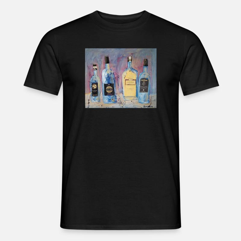 Expressive Weinflaschen vier Freunde - Männer T-Shirt - Schwarz