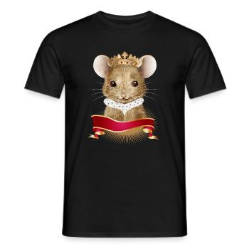 niedliche Maus mit Königskrone und Hermelin Kragen - Männer T-Shirt - Schwarz - Vorne - AI Model Male 178 light (178cm)