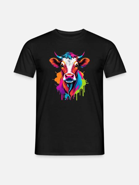 Süße bunte Kuh - Männer T-Shirt - Schwarz