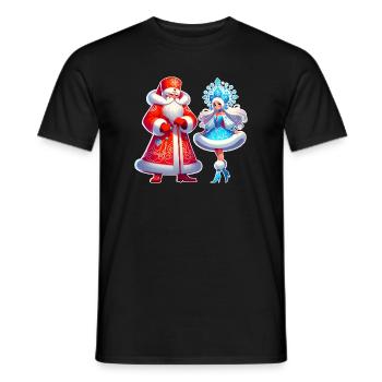 Ded Moroz Snegurotschka russischer Weihnachtsmann - Männer T-Shirt - Schwarz - Vorne - AI Model Male 178 light (178cm)