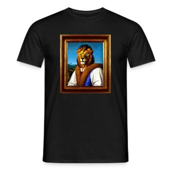 Lion Noble Portrait - Renaissance Royal Style - Men's T-Shirt - black - Front - AI Model Male 178 light (178cm)