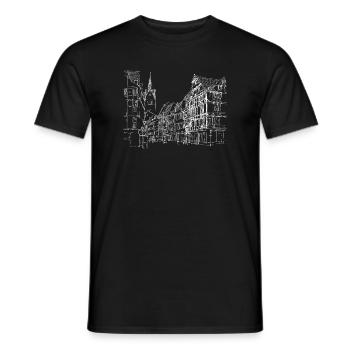 Stadtskizze Linie Kunst Straßenszene - Männer T-Shirt - Schwarz - Vorne - AI Model Male 178 light (178cm)