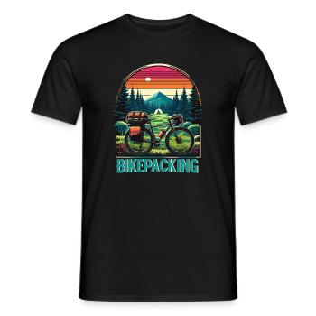 Sentier du Coucher de Soleil pour le Bikepacking - T-shirt homme - noir - Devant - AI Model Male 178 light (178cm)