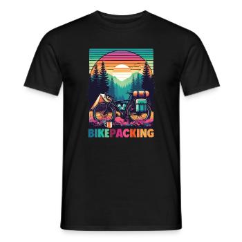 Aventure au coucher de soleil en bikepacking - T-shirt homme - noir - Devant - AI Model Male 178 light (178cm)