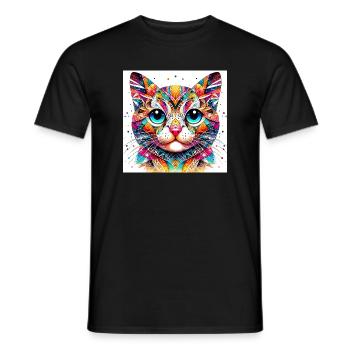 Cat - Men's T-Shirt - black - Front - AI Model Male 178 light (178cm)