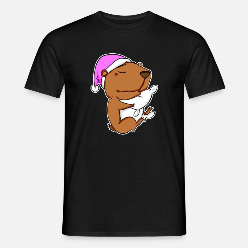Capybara Capybara Tired Pillow Relax - Men’s T-shirt - black