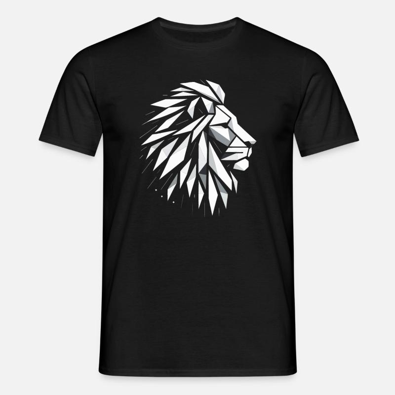 Löwenkopf Polygonkunst - Männer T-Shirt - Schwarz
