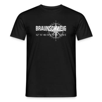 Koordinaten Braunschweig - Männer T-Shirt - Schwarz - Vorne - AI Model Male 178 light (178cm)
