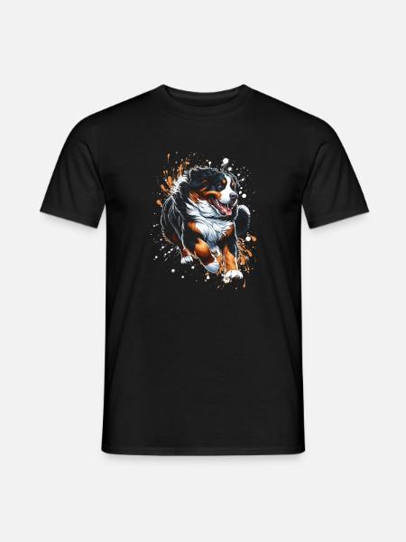 Bernese Mountain Dog with cool splashes of color - Men's T-Shirt - black