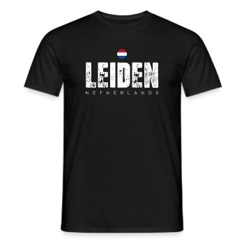 Leiden City Distressed Print - Männer T-Shirt - Schwarz - Vorne - AI Model Male 178 light (178cm)