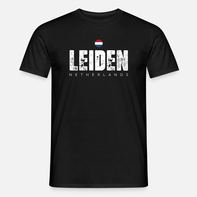 Leiden City Distressed Print - Männer T-Shirt - Schwarz