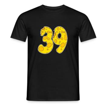 39 years old Lustig Käse - Men's T-Shirt - black - Front - AI Model Male 178 light (178cm)