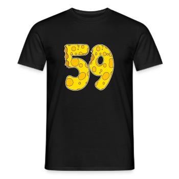59 years of Lustig Käse - Men's T-Shirt - black - Front - AI Model Male 178 light (178cm)